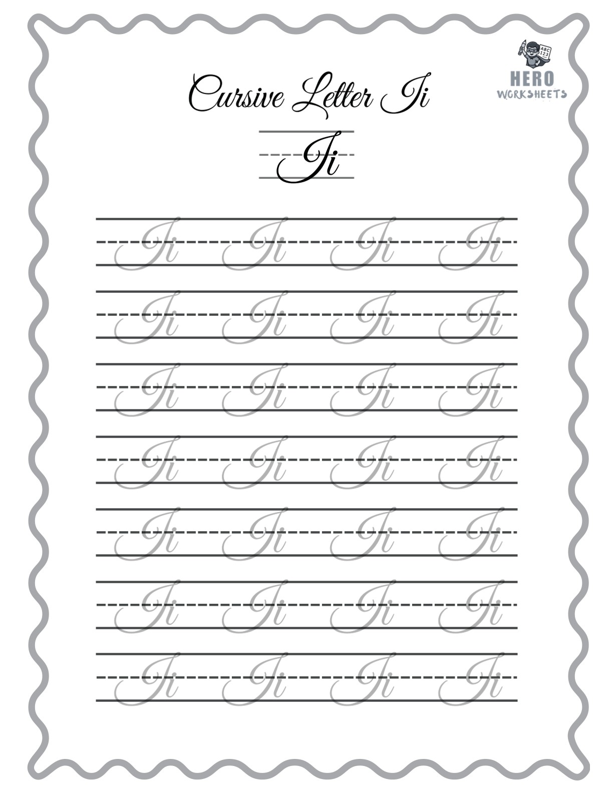 Alphabet Cursive Writing Letter I Worksheet