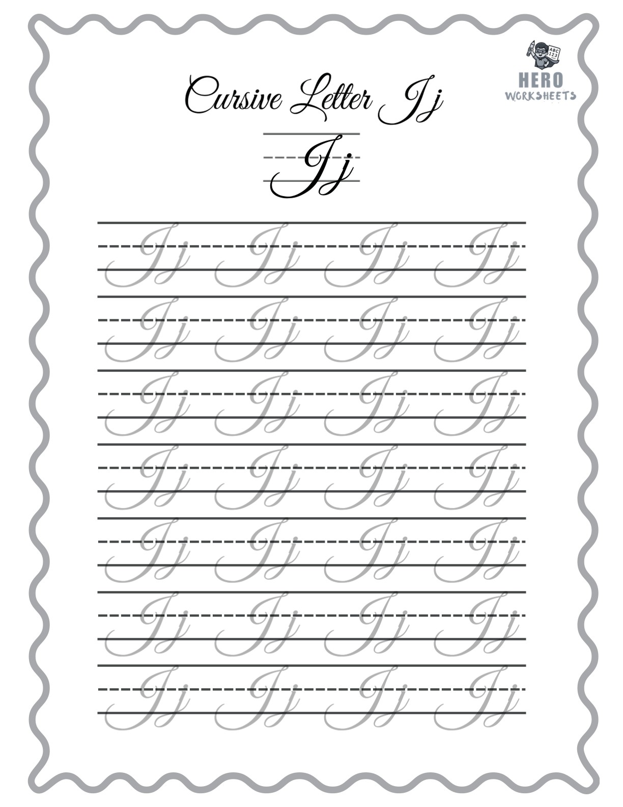 Alphabet Cursive Writing Letter J Worksheet
