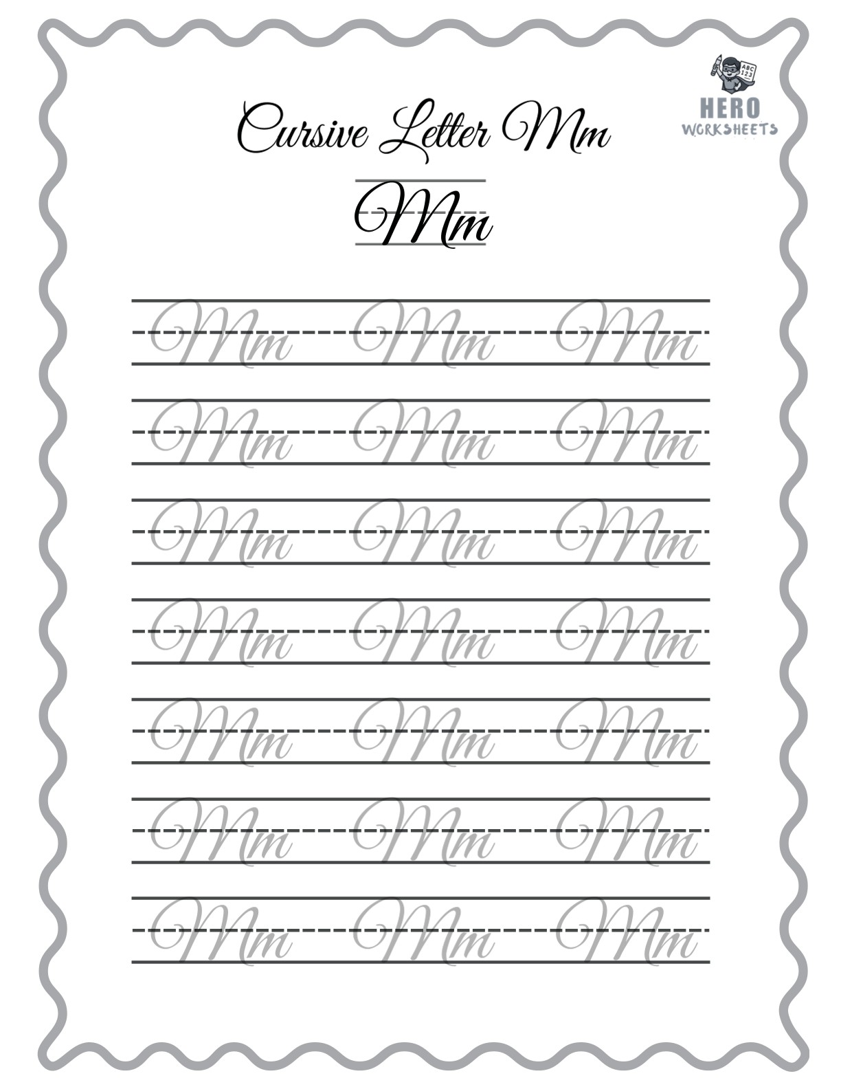 Alphabet Cursive Writing Letter M Worksheet