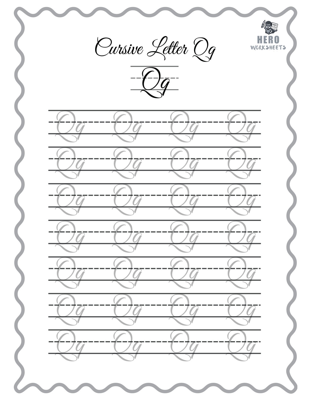 Alphabet Cursive Writing Letter Q Worksheet