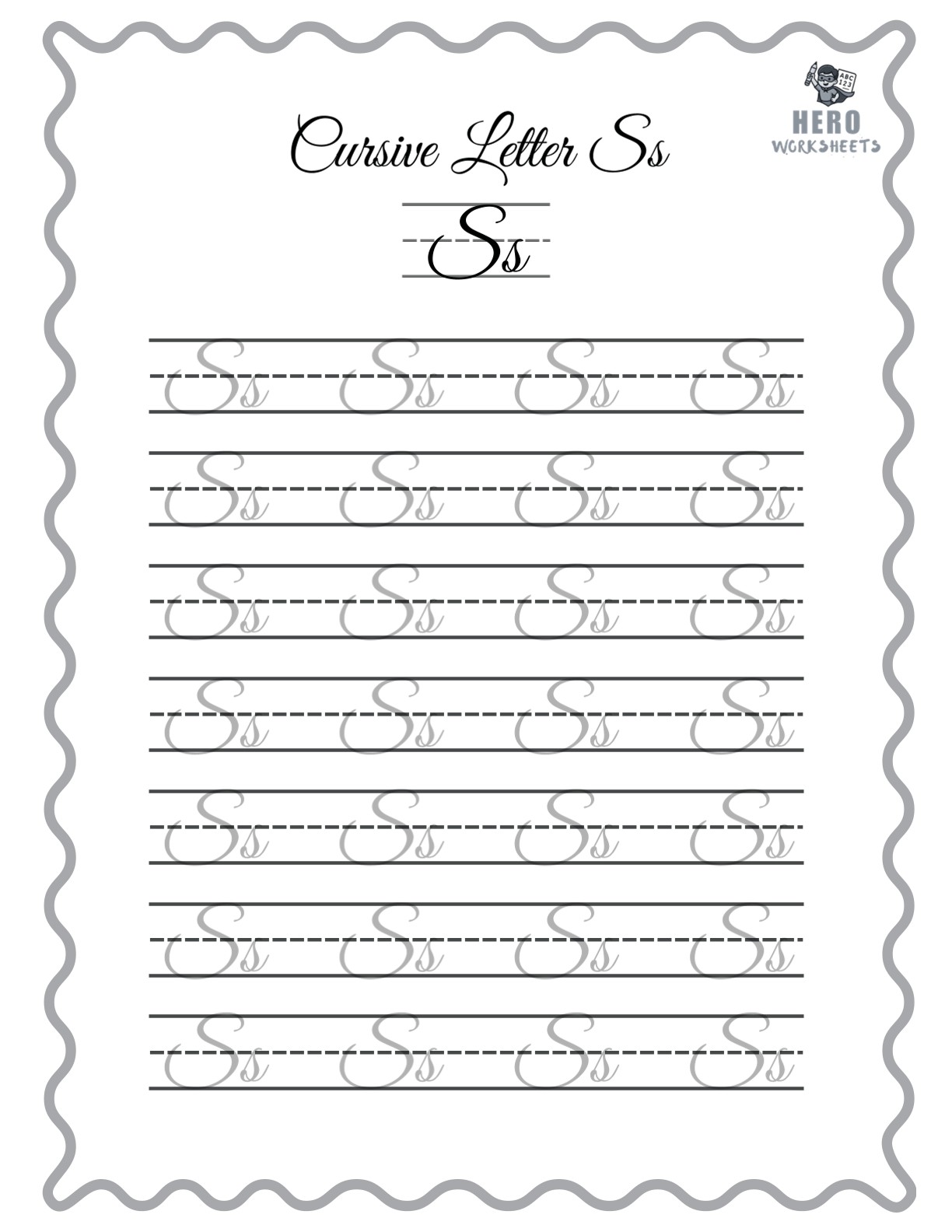 Alphabet Cursive Writing Letter S Worksheet