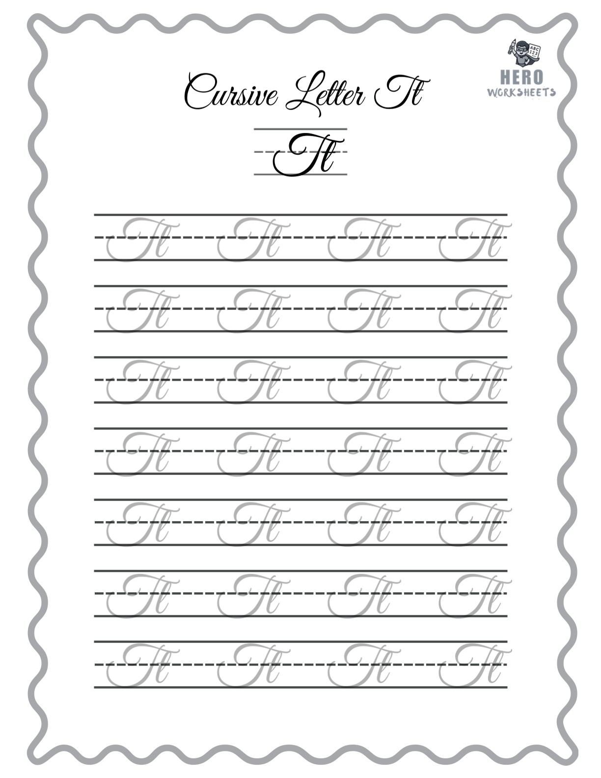 Alphabet Cursive Writing Letter T Worksheet
